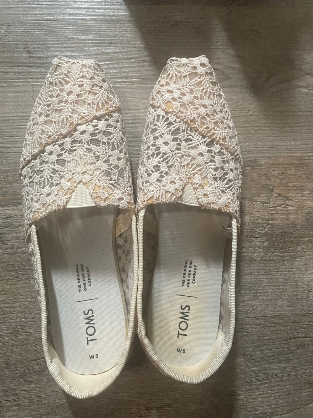 TOMS Women's Crochet Slip-On Flats in Cream